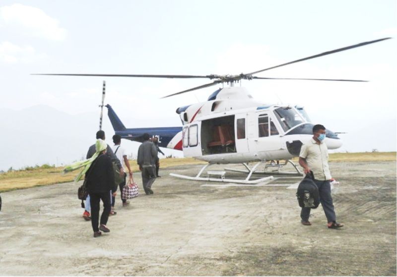 Weekly State Helicopter service from Dimapur to Noklak resumed on March 22 and will be available every Monday. The service was put on hold as the state’s newest district did not have COVID-19 testing facility. (DIPR Photo)